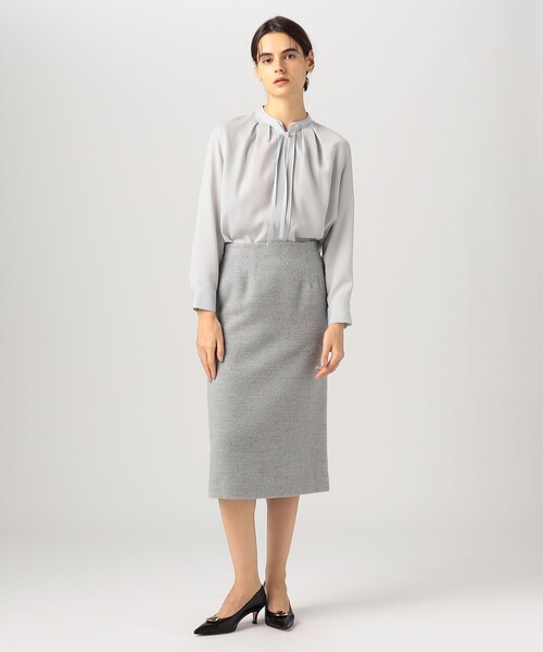 YA　TOMORROWLAND スムースサテン ストリングネックブラウス スムースサテン ストリングネックブラウス（シャツ/ブラウス