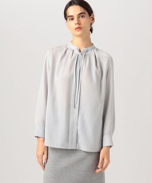 YA　TOMORROWLAND スムースサテン ストリングネックブラウス スムースサテン ストリングネックブラウス（シャツ/ブラウス