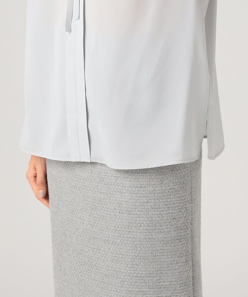 スムースサテン ストリングネックブラウス（シャツ/ブラウス