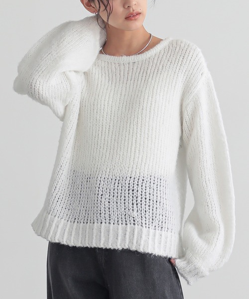 for/c(フォーシー)の「前後2WAモヘアライクYリボンニット【サスティナブル】(ニット/セーター・レディース・オフホワイト/グレー・M/L)」の13枚目の写真
