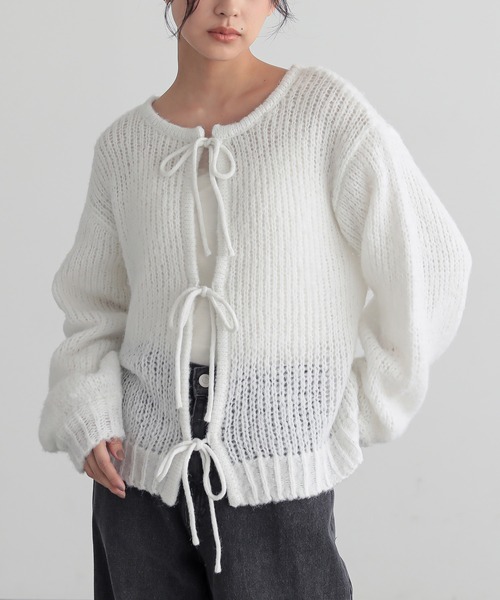 for/c(フォーシー)の「前後2WAモヘアライクYリボンニット【サスティナブル】(ニット/セーター・レディース・オフホワイト/グレー・M/L)」の18枚目の写真
