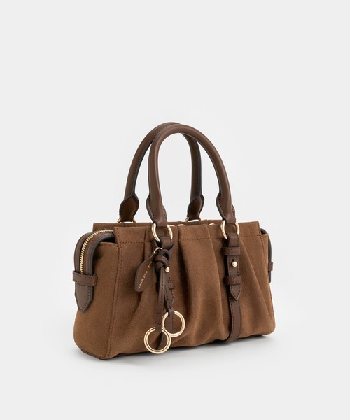 CHARLES & KEITH（チャールズ & キース）の「Britton ブリットン リサイクルスエードルーシュドトップハンドルトートバッグ（トートバッグ・レディース・モカ・S）」の5枚目の写真