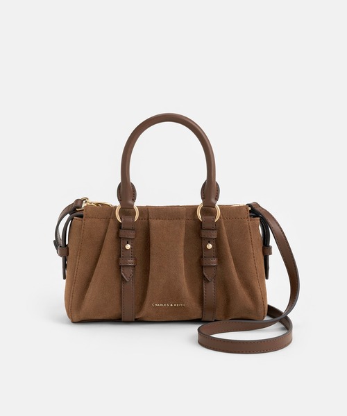 CHARLES & KEITH（チャールズ & キース）の「Britton ブリットン リサイクルスエードルーシュドトップハンドルトートバッグ（トートバッグ・レディース・モカ・S）」の6枚目の写真