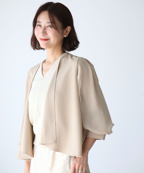 Ehre style(エーレスタイル)の「ジャケットより軽く カーデより上品見え ブラウスジャケカーデ(カーディガン/ボレロ・レディース・ブラック/ベージュ/グレー・FREE)」の15枚目の写真