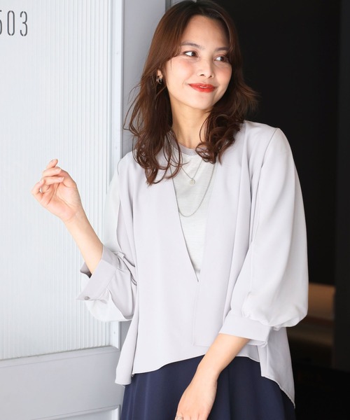 Ehre style(エーレスタイル)の「ジャケットより軽く カーデより上品見え ブラウスジャケカーデ(カーディガン/ボレロ・レディース・ブラック/ベージュ/グレー・FREE)」の17枚目の写真