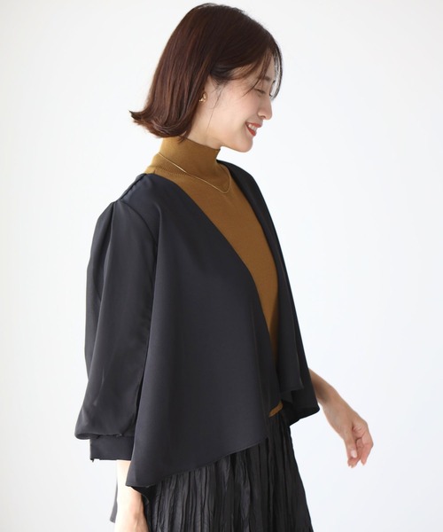 Ehre style(エーレスタイル)の「ジャケットより軽く カーデより上品見え ブラウスジャケカーデ(カーディガン/ボレロ・レディース・ブラック/ベージュ/グレー・FREE)」の21枚目の写真