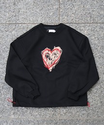 ATELANE / CVC裏起毛刺繍スウェット/フラワー/ハート/ドローコード