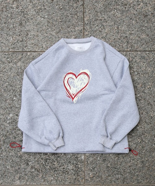 ATELANE（アテレーン）の「ATELANE / CVC裏起毛刺繍スウェット/フラワー/ハート/ドローコード（スウェット・メンズ・グレー系その他/アッシュグレー/杢グレー/ブラック系その他/グレー系その他2/ブラック・LARGE/MEDIUM）」の6枚目の写真