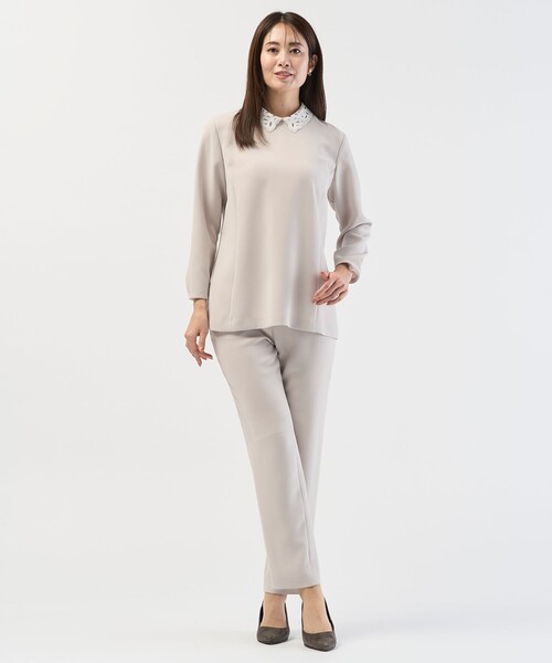 J.PRESS(ジェイプレス)の「【セットアップ対応・2way】セラテリーダブルクロス ブラウス(シャツ/ブラウス・レディース・ネイビー系/ベージュ系/ブラック系・9/11)」の10枚目の写真