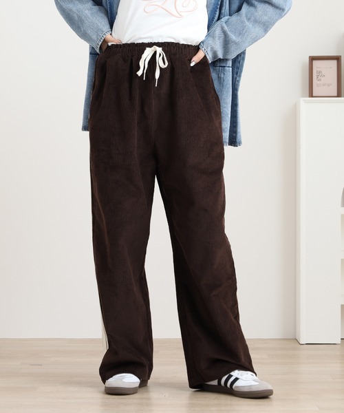 Arinomama(アリノママ)の「Arinomama ワイド サイドラインパンツ コーデュロイ Corduroy(その他パンツ・レディース・グレー/ブラック/ブラウン・FREE)」の3枚目の写真