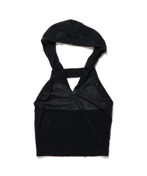 PERVERZE(パーバーズ)の「Cropped Hoodie Knit Top(タンクトップ・レディース・ブラック/ブラックミックス・FREE)」の2枚目の写真
