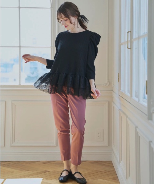 ETRE フリルトップス 裾ドットチュールフリルトップス（Tシャツ/カットソー）｜M y u