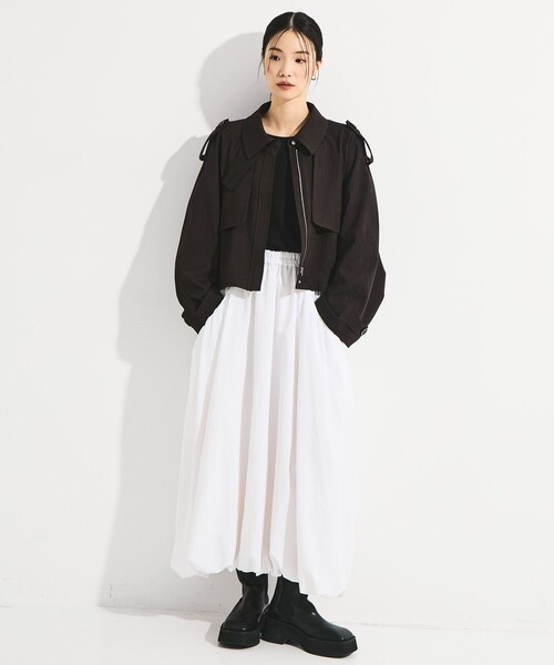 STUDIOUS(ステュディオス)の「【STUDIOUS/ステュディオス】BACK GATHER SHORT TRENCH BLOUSON/バックギャザートレンチブルゾン(ブルゾン・レディース・ホワイト/マルチ・FREE)」の8枚目の写真