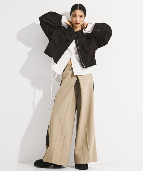 STUDIOUS(ステュディオス)の「【STUDIOUS/ステュディオス】BACK GATHER SHORT TRENCH BLOUSON/バックギャザートレンチブルゾン(ブルゾン・レディース・ホワイト/マルチ・FREE)」の7枚目の写真