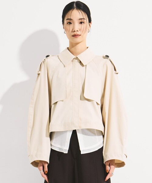 STUDIOUS(ステュディオス)の「【STUDIOUS/ステュディオス】BACK GATHER SHORT TRENCH BLOUSON/バックギャザートレンチブルゾン(ブルゾン・レディース・ホワイト/マルチ・FREE)」の14枚目の写真