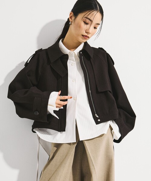 STUDIOUS(ステュディオス)の「【STUDIOUS/ステュディオス】BACK GATHER SHORT TRENCH BLOUSON/バックギャザートレンチブルゾン(ブルゾン・レディース・ホワイト/マルチ・FREE)」の5枚目の写真