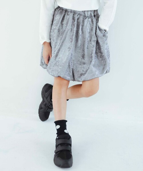 BRANSHES（ブランシェス）の「【b.+A】金子綾/バルーンスカート（スカート・キッズ・シルバー/ブラック・M/XL/S/L）」の2枚目の写真