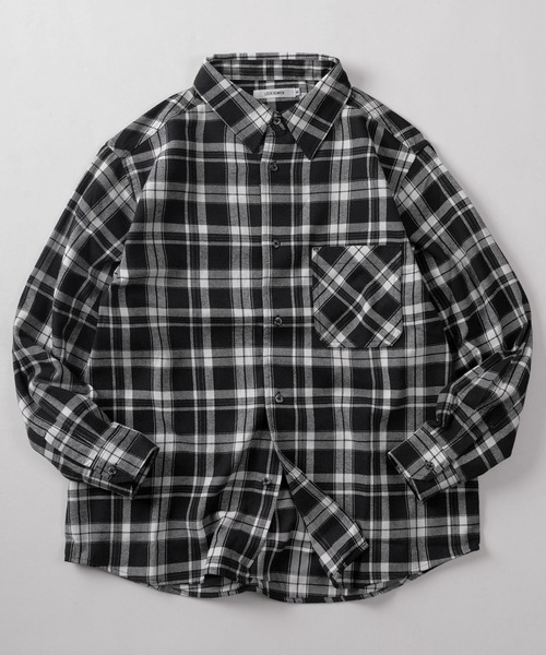 make a ray!（メイク ア レイ！）の「【83】ソフトフランネル チェックシャツ／アメカジ（シャツ/ブラウス・メンズ・グリーン/ホワイト/チャコールグレー/ブラック/ネイビー/ブラウン/レッド・M/L/XL）」の3枚目の写真