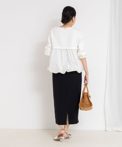 NOLLEY’S Sophi（ノーリーズソフィ）の「ウォッシャブルダンボール×タフタバックバルーンプルオーバー（Tシャツ/カットソー・レディース・ホワイト/ネイビー・38）」の9枚目の写真