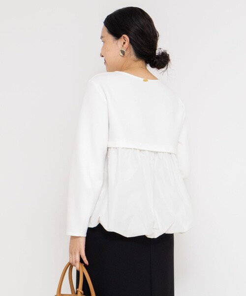 NOLLEY’S Sophi（ノーリーズソフィ）の「ウォッシャブルダンボール×タフタバックバルーンプルオーバー（Tシャツ/カットソー・レディース・ホワイト/ネイビー・38）」の12枚目の写真