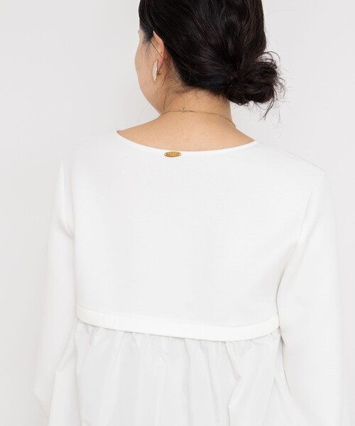 NOLLEY’S Sophi（ノーリーズソフィ）の「ウォッシャブルダンボール×タフタバックバルーンプルオーバー（Tシャツ/カットソー・レディース・ホワイト/ネイビー・38）」の13枚目の写真