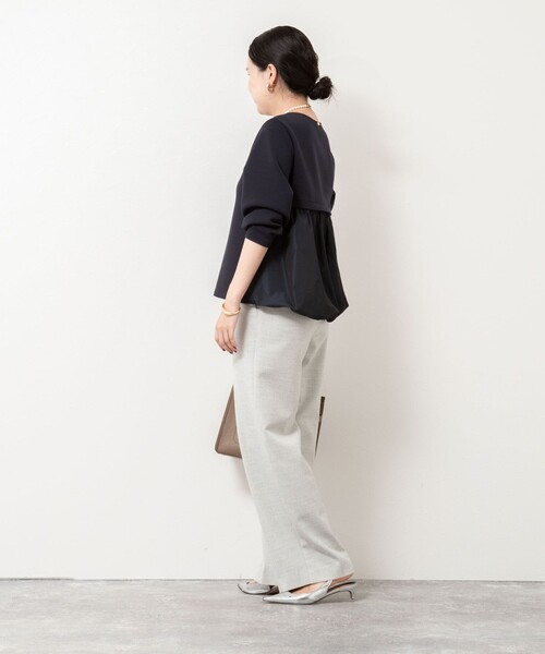 NOLLEY’S Sophi（ノーリーズソフィ）の「ウォッシャブルダンボール×タフタバックバルーンプルオーバー（Tシャツ/カットソー・レディース・ホワイト/ネイビー・38）」の17枚目の写真