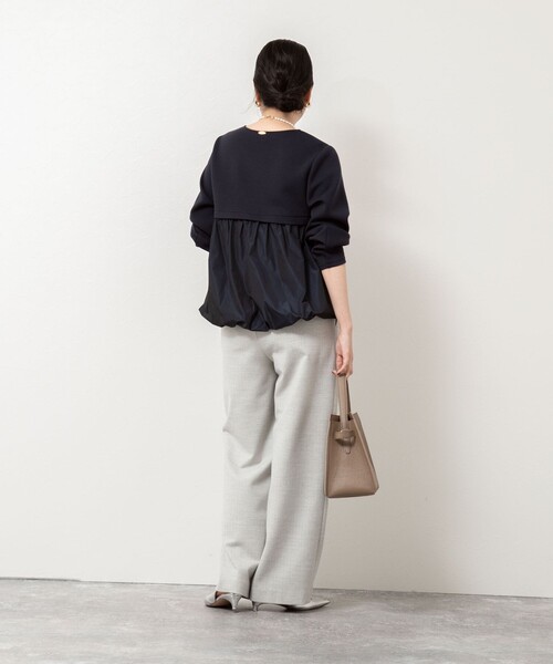 NOLLEY’S Sophi（ノーリーズソフィ）の「ウォッシャブルダンボール×タフタバックバルーンプルオーバー（Tシャツ/カットソー・レディース・ホワイト/ネイビー・38）」の18枚目の写真