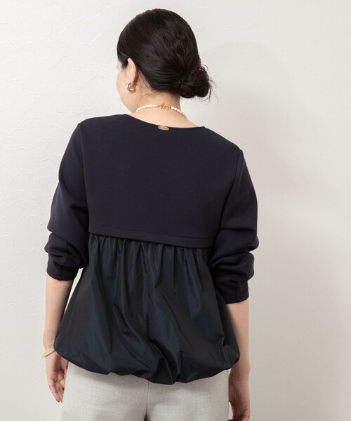 NOLLEY’S Sophi（ノーリーズソフィ）の「ウォッシャブルダンボール×タフタバックバルーンプルオーバー（Tシャツ/カットソー・レディース・ホワイト/ネイビー・38）」の21枚目の写真