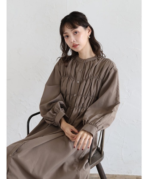 セール】【U150サイズあり】ビスチェデザイン長袖ワンピース