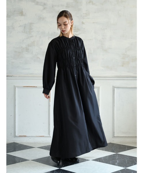 セール】【U150サイズあり】ビスチェデザイン長袖ワンピース