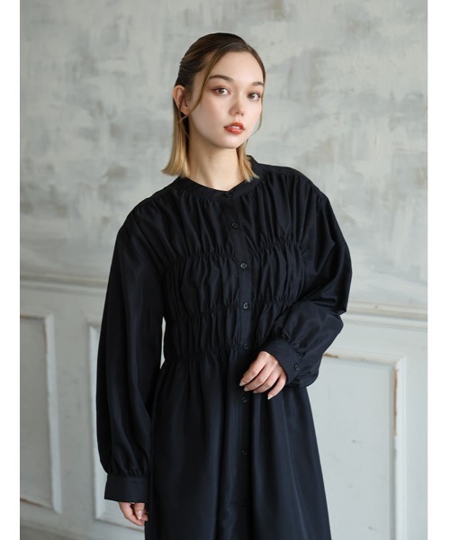 セール】【U150サイズあり】ビスチェデザイン長袖ワンピース
