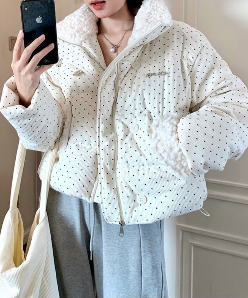 SHEENA(シーナ)の「ドット柄コーデュロイ中綿ブルゾン(ブルゾン・レディース・オフホワイト・M)」の3枚目の写真