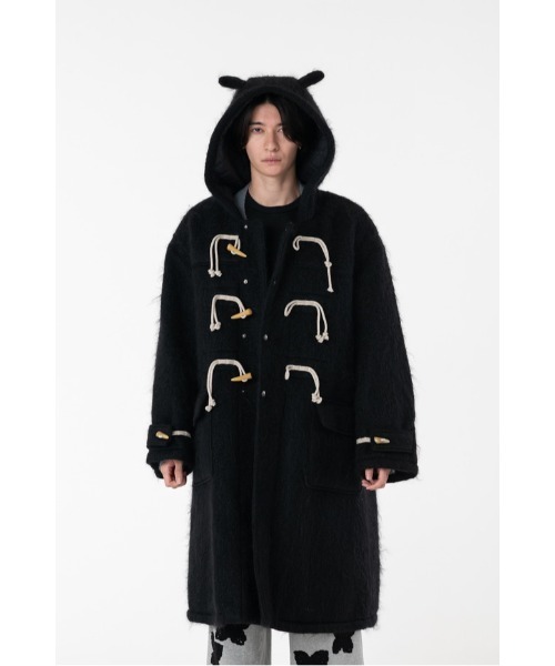 DISCOVERED（ディスカバード）の「DEVILS EAR HOODIE SHAGGY DUFFLE COAT（ダッフルコート・メンズ・ベージュ/ブラック・SMALL/LARGE）」の2枚目の写真