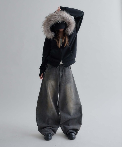 Adjustable Faux Fur Hoodie /アジャスタブルフェイクファーフーディ