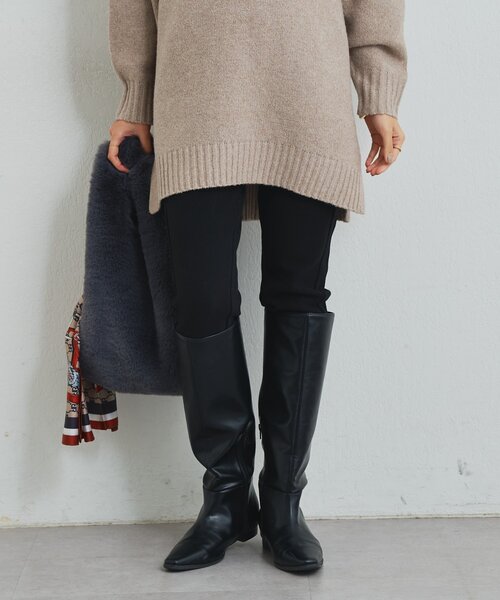 un dix cors（アンディコール）の「《美シルエット》裾ファスナー起毛スキニーパンツ（スウェットパンツ・レディース・ブラック・FREE）」の2枚目の写真