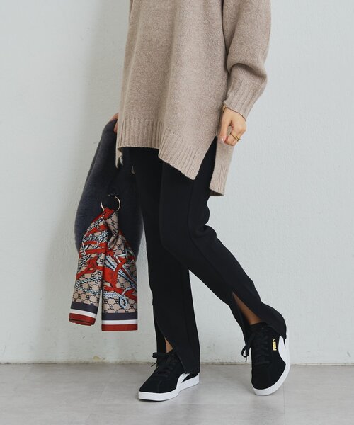 un dix cors（アンディコール）の「《美シルエット》裾ファスナー起毛スキニーパンツ（スウェットパンツ・レディース・ブラック・FREE）」の7枚目の写真