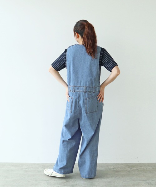 PAR ICI(パーリッシィ)の「【WEB限定カラー】ライトオンスデニム/コンパクトウェザー オールインワン(つなぎ/オールインワン・レディース・ベージュ/ネイビー/ブルー・FREE)」の7枚目の写真