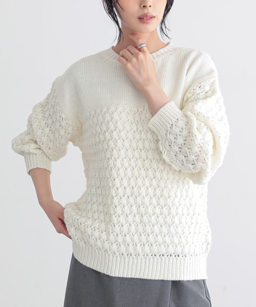 for/c(フォーシー)の「ざっくりニットトップス【サスティナブル】(ニット/セーター・レディース・ブラウン/ネイビー/パープル/アイボリー・L/M)」の5枚目の写真