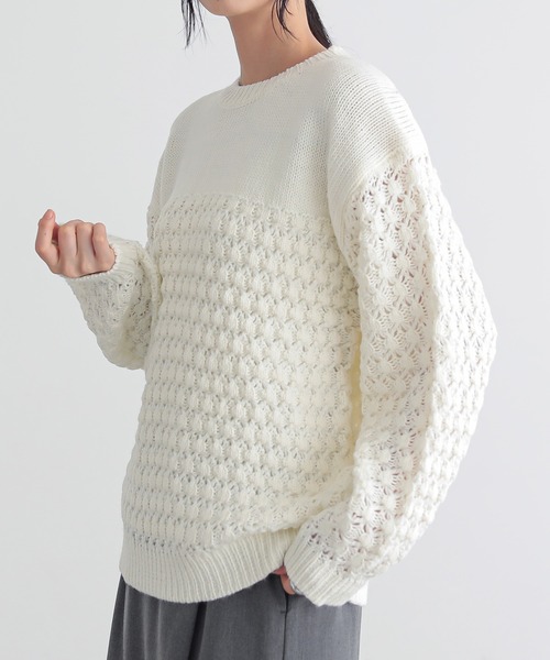 for/c(フォーシー)の「ざっくりニットトップス【サスティナブル】(ニット/セーター・レディース・ブラウン/ネイビー/パープル/アイボリー・L/M)」の6枚目の写真