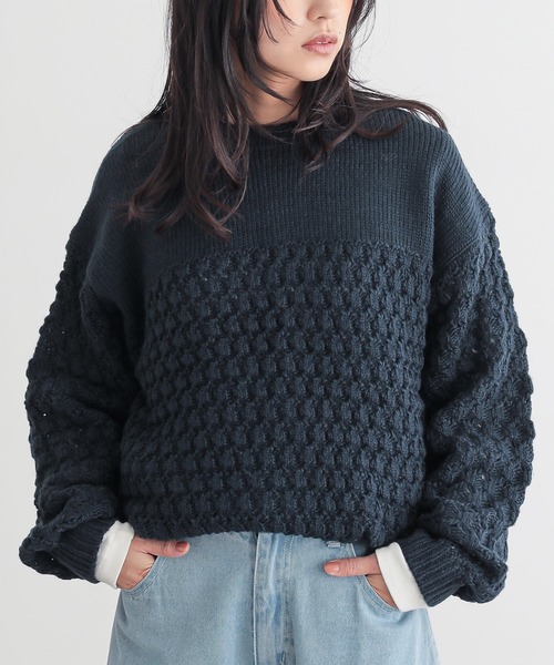for/c(フォーシー)の「ざっくりニットトップス【サスティナブル】(ニット/セーター・レディース・ブラウン/ネイビー/パープル/アイボリー・L/M)」の12枚目の写真