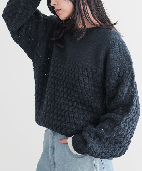 for/c(フォーシー)の「ざっくりニットトップス【サスティナブル】(ニット/セーター・レディース・ブラウン/ネイビー/パープル/アイボリー・L/M)」の14枚目の写真