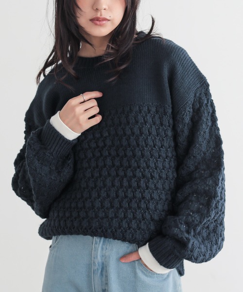for/c(フォーシー)の「ざっくりニットトップス【サスティナブル】(ニット/セーター・レディース・ブラウン/ネイビー/パープル/アイボリー・L/M)」の15枚目の写真