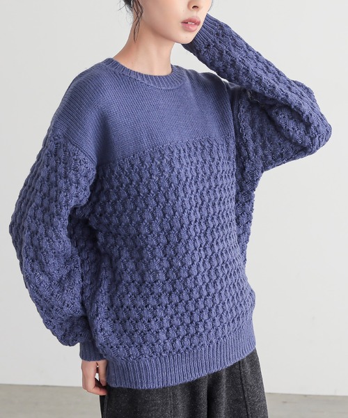 for/c(フォーシー)の「ざっくりニットトップス【サスティナブル】(ニット/セーター・レディース・ブラウン/ネイビー/パープル/アイボリー・L/M)」の22枚目の写真
