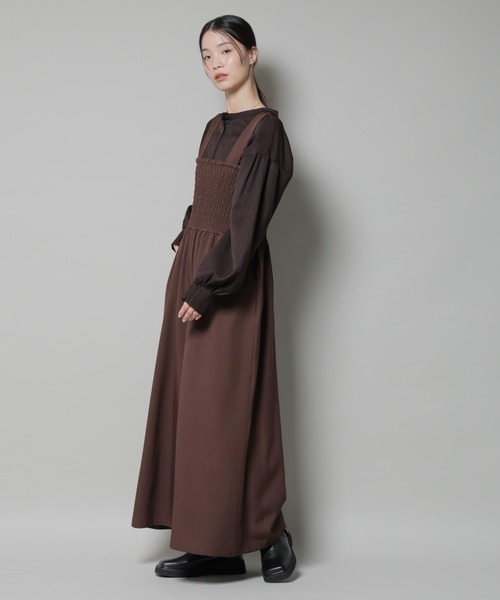 セール】ウールライクポリエステル前後2way切り替えペプラムブラウス