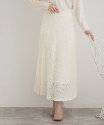 起毛フラワーレーススカート