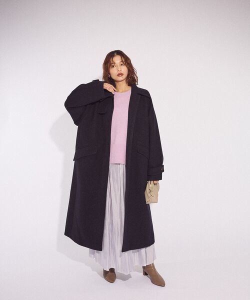 Green　Parks（グリーンパークス）の「シャイニーサテンセルフプリーツギャザーフレアスカート（スカート・レディース・ブラック/グレー/アイボリー・FREE）」の18枚目の写真