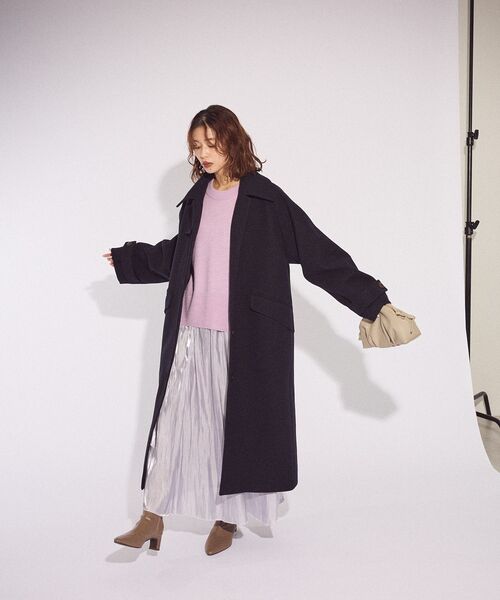 Green　Parks（グリーンパークス）の「シャイニーサテンセルフプリーツギャザーフレアスカート（スカート・レディース・ブラック/グレー/アイボリー・FREE）」の19枚目の写真