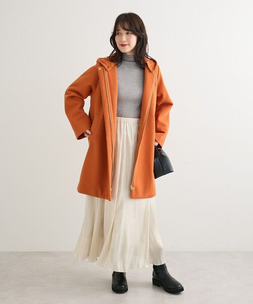 Green　Parks（グリーンパークス）の「シャイニーサテンセルフプリーツギャザーフレアスカート（スカート・レディース・ブラック/グレー/アイボリー・FREE）」の20枚目の写真