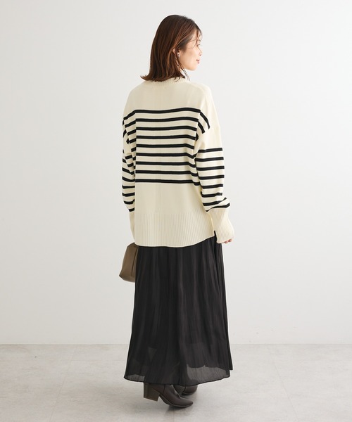 Green　Parks（グリーンパークス）の「シャイニーサテンセルフプリーツギャザーフレアスカート（スカート・レディース・ブラック/グレー/アイボリー・FREE）」の7枚目の写真