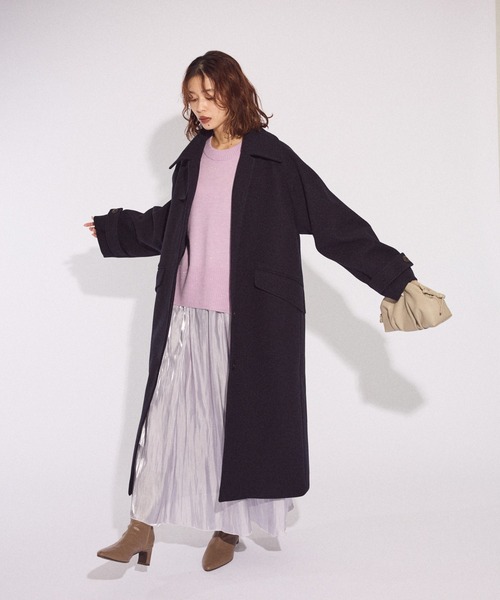 Green　Parks（グリーンパークス）の「シャイニーサテンセルフプリーツギャザーフレアスカート（スカート・レディース・ブラック/グレー/アイボリー・FREE）」の14枚目の写真